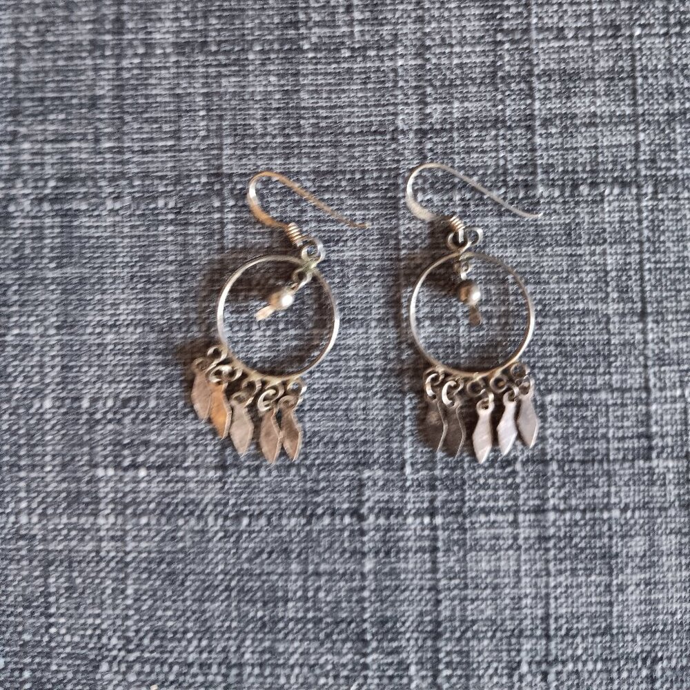 Vintage silver dreamcatcher earrings for pierced ears